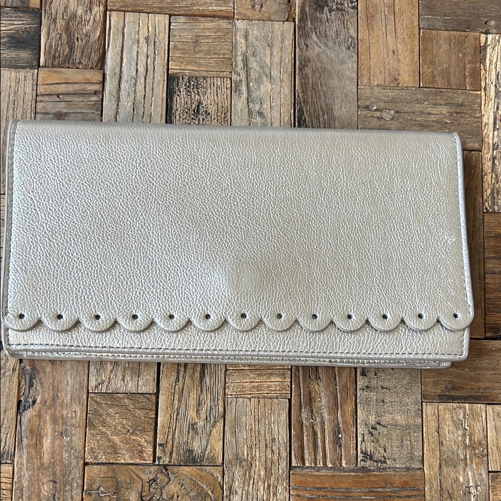 Banana Republic Metallic Silver Scalloped Clutch